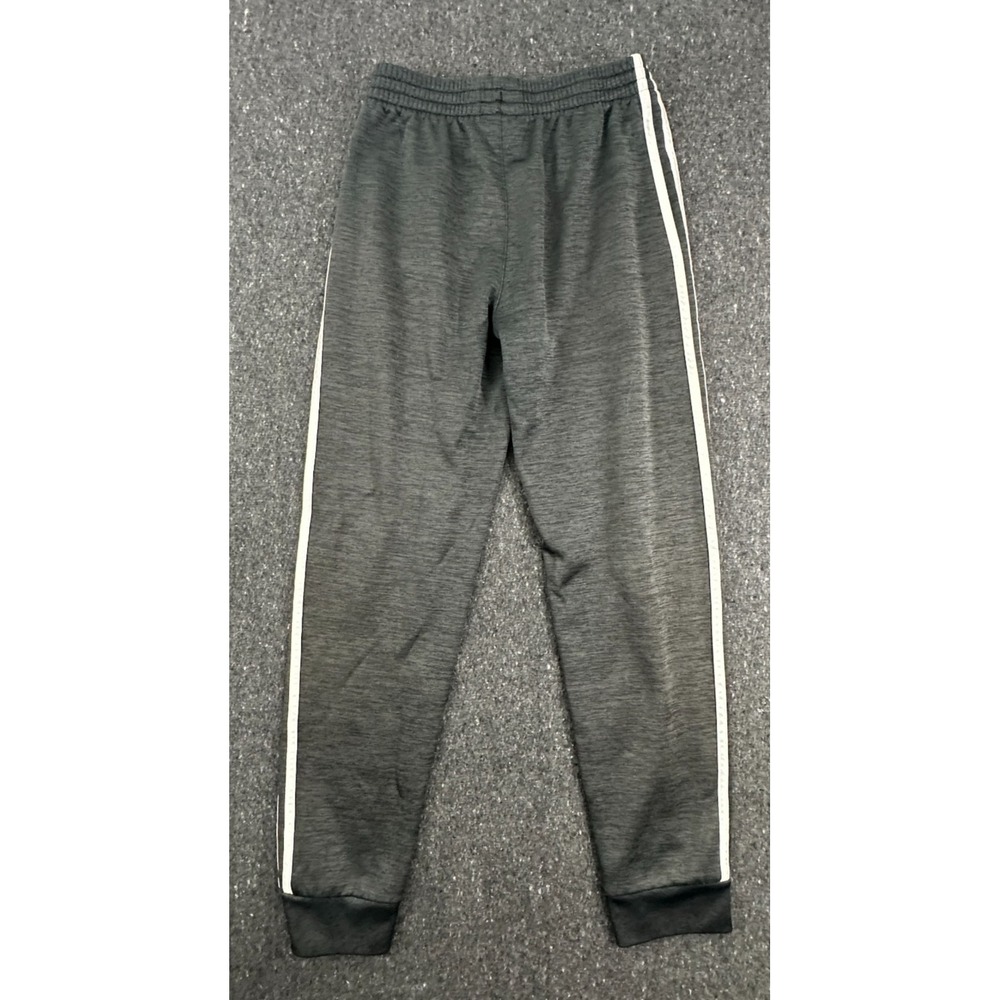 adidas Boys heather grey 3-Stripes Track Pants Drawstring Elastic Waist L 14/16 - Picture 6 of 6